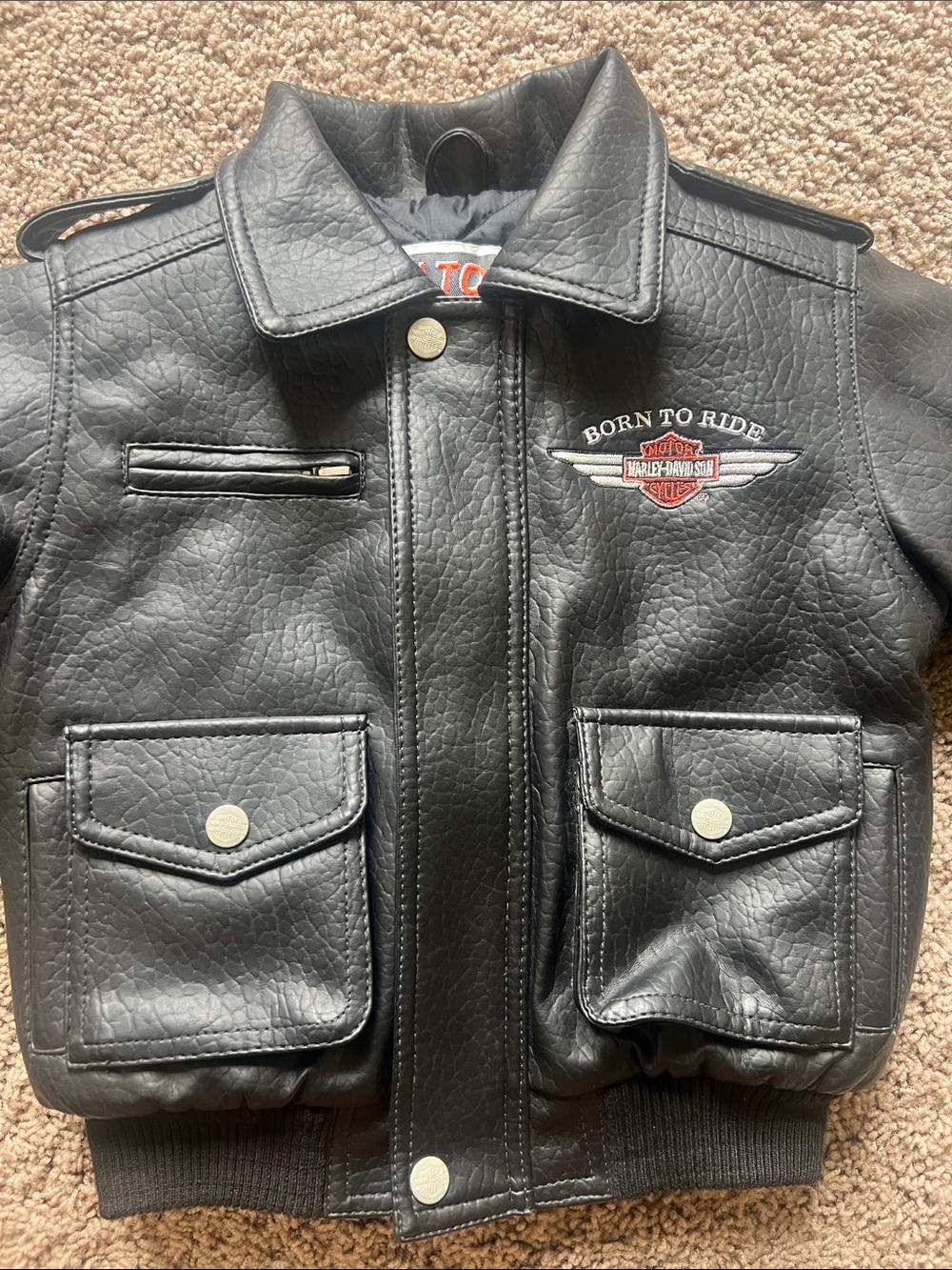 Vintage Harley-Davidson Black Bomber Jacket Size 3T